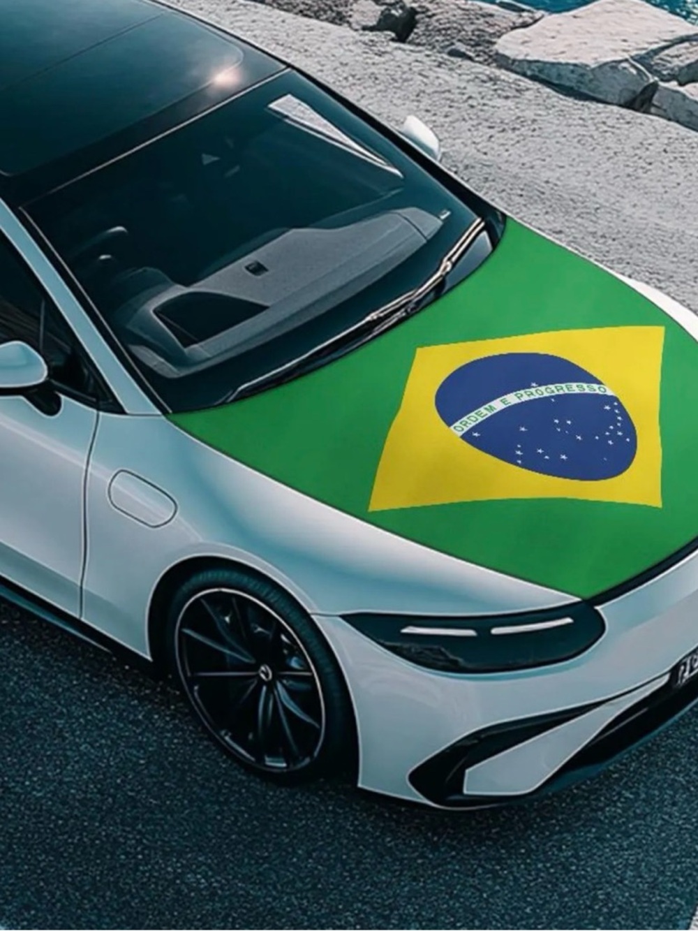 Brazil Flag Car Hood Cover